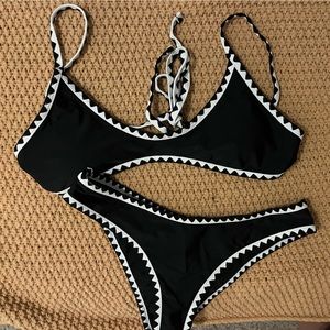 Black and White SHEIN Bikini Set